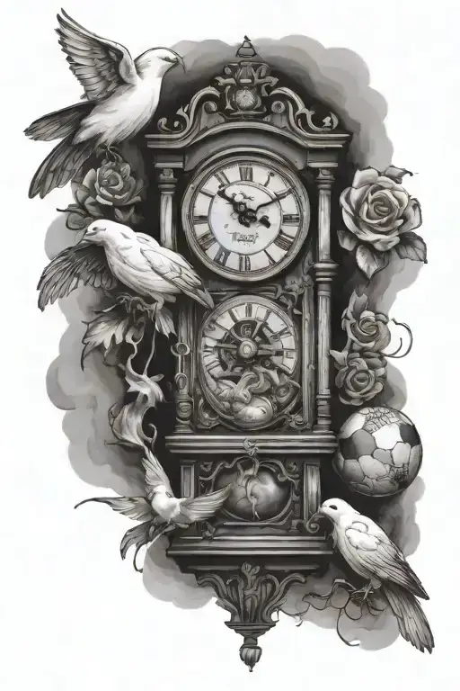 A Baseball And A Football And A Grandfather Clock And Fog And Doves And 42 And 6 And A Cross