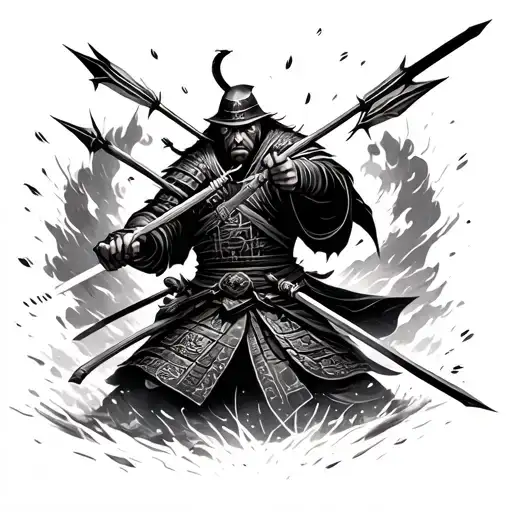 Ronin Samurai Warrior Getting Shot By Arrows In The Heat Of Battle