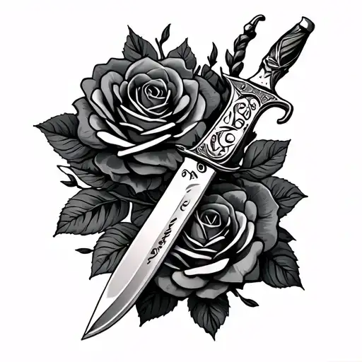 Spider Knife With Roses And The Word Mom