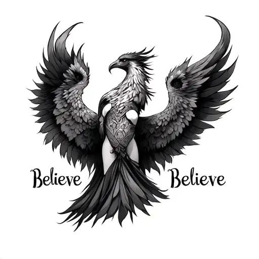 Female Phoenix With The Word Believe
