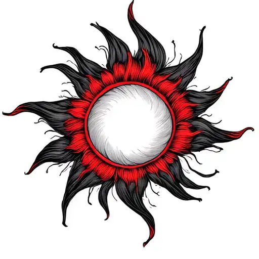 Red Thread Forming The Shape Of Sun