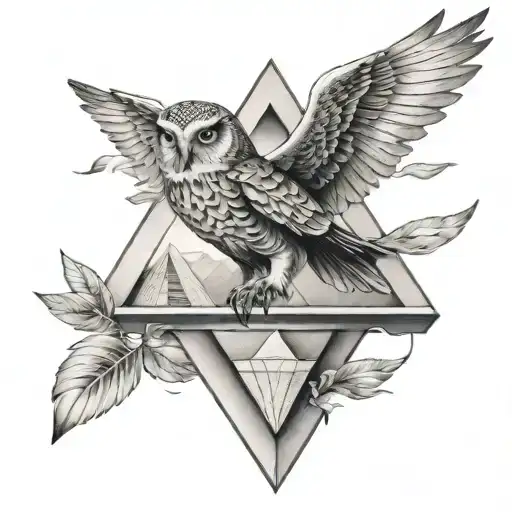 Pyramid And Owl Flying