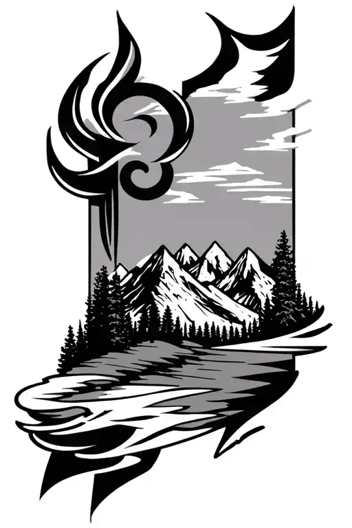 A Forearm Tattoo That Has A Trishul In Front Of The Colorado Mountains