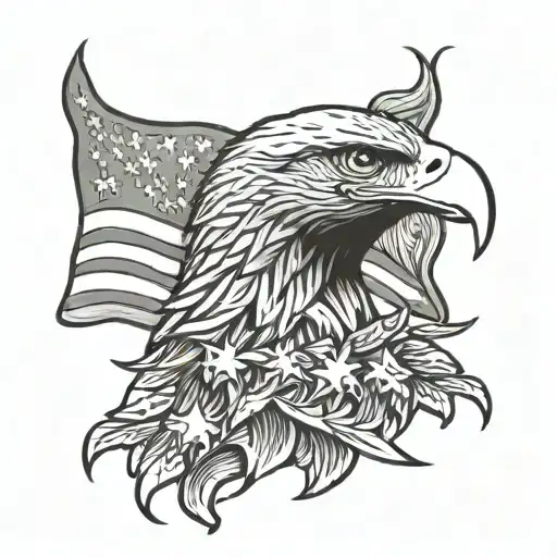 Eagle With American Flag