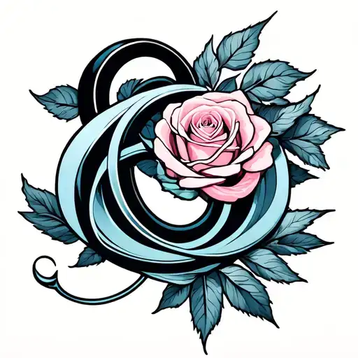 Blue And Light Pink Leslie Rose Intwined With An Infinite Symbol
