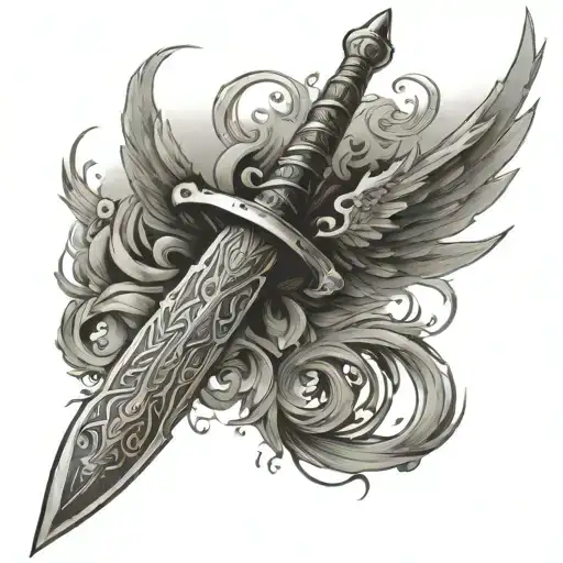 Sword Covered In Aura And Have Wings Open