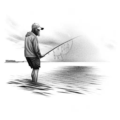 Man Fishing Off The Dock During Sunset