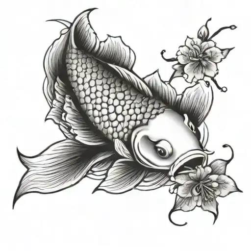 Koi Fish And Cherry Blossoms