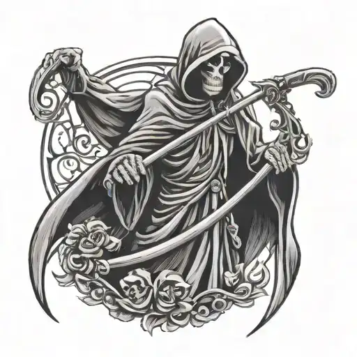 Grim Reaper Holding A Scythe