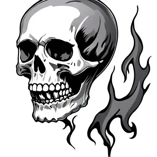 Skull And Flame Near Neck