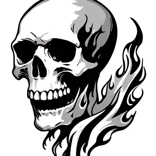 Skull And Flame Near Neck