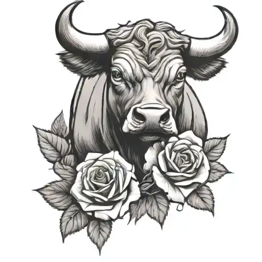 Bull And Roses Growing