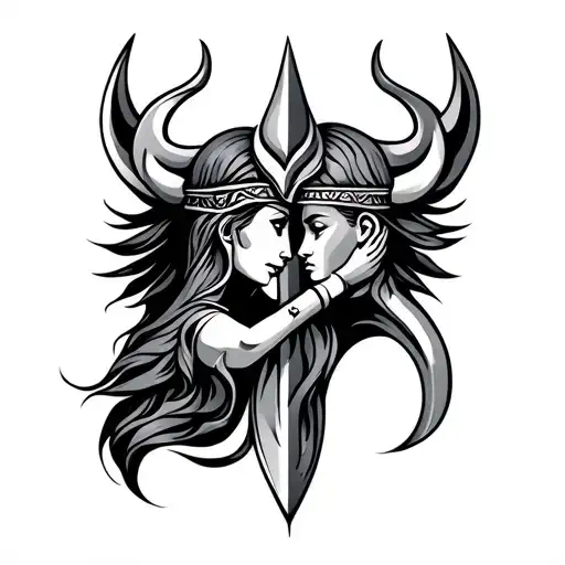 Mother And Son Viking Symbol Intertwined