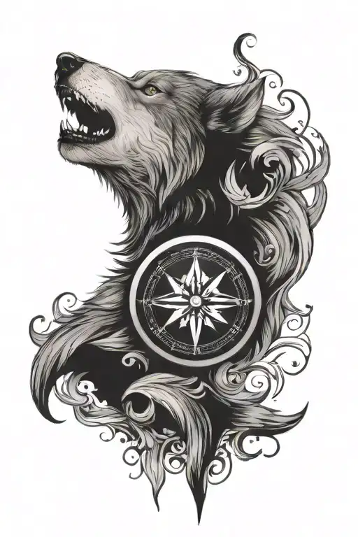 Compass Wolf Clock