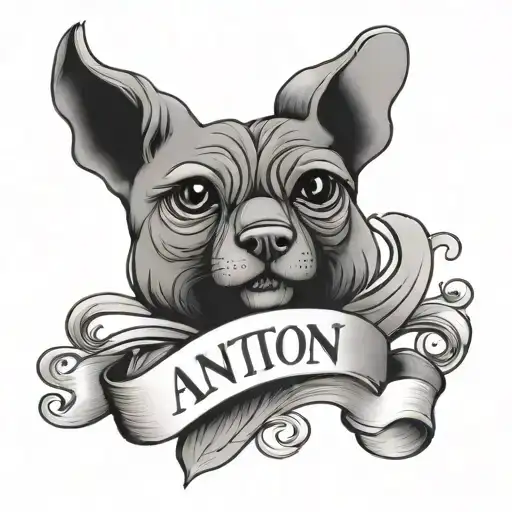 Name Anton Simple Clean Style Black With A Heart At The End