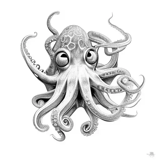 Create A Mesmerizing Black And Grey Portrait Of An Octopus