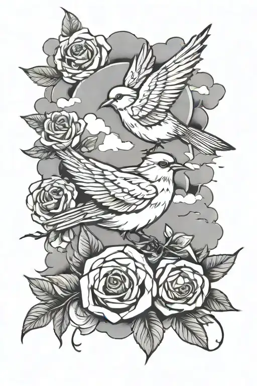 Clouds Rose Birds Grafitti Money King