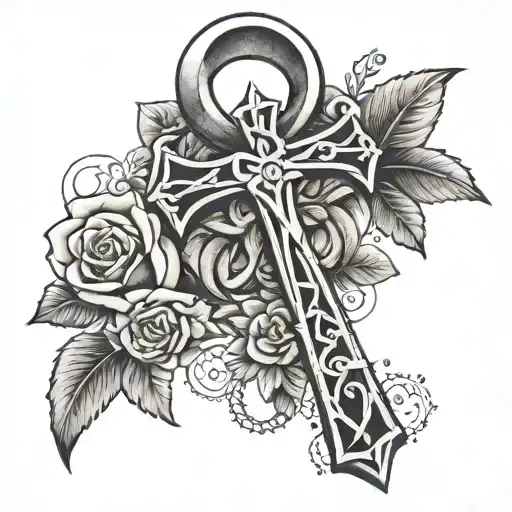 Ankh With Roses Growing