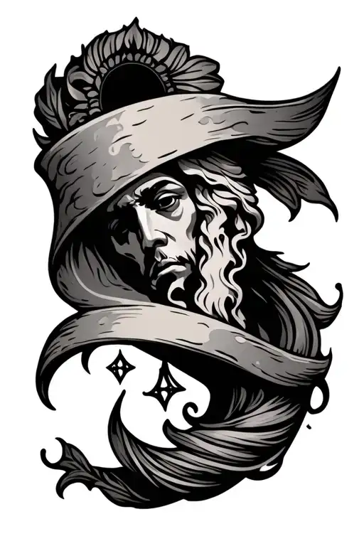 Scroll With Tattoo Design With God
