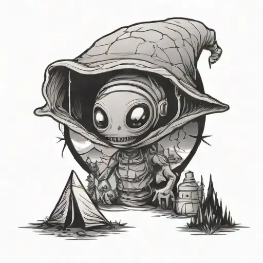 Alien Doodle With Camping Involved