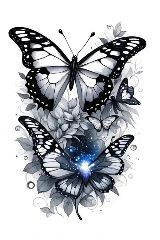 Galaxy And Butterflies