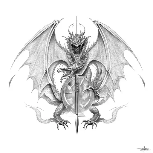 Robotic Dragon With Sword Wings