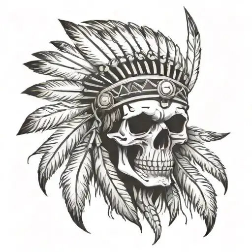 Native American Skull Wearing Bones