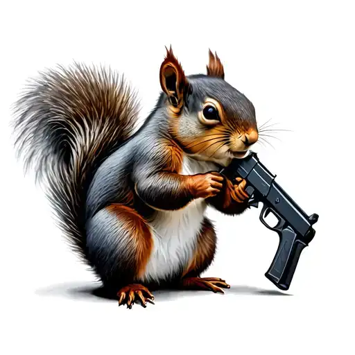 Squirrel Holding A Gun