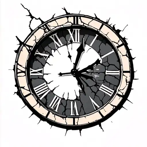 A Simplistic Cracked Or Broken Clock Dial