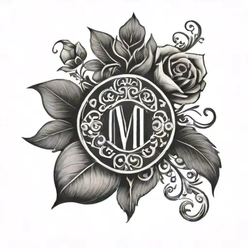 Design A Monogram Tattoo Using The Letters Nome With Intricate Floral Elements