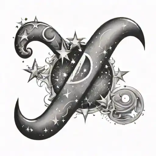 Letter D Surrounded By Star Filled Sky