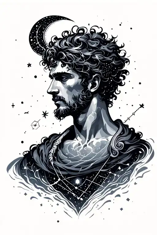 Astral Sign Male Aquarius Constellation Reflecting