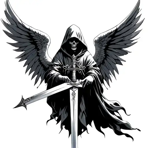 Hooded Angel Of Death With Sword