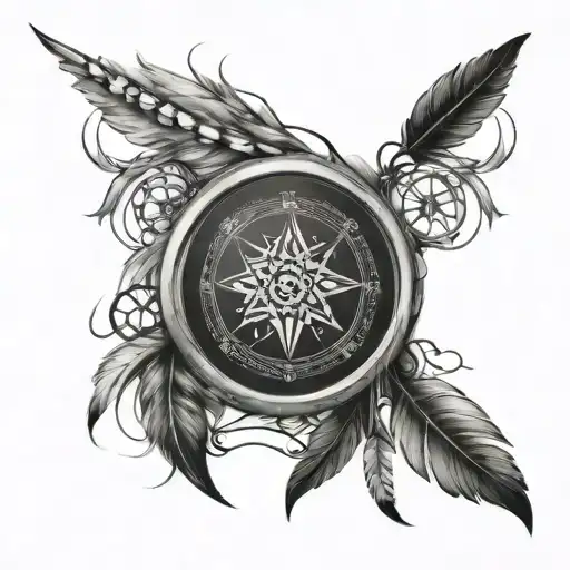 Compass Wth Dream Catcher Entangled
