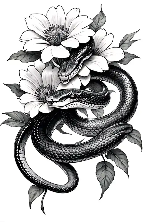 Snake With Flowers