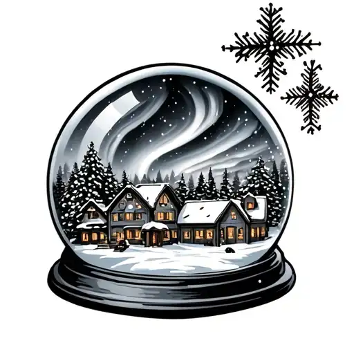 Christmas Village Dog Snow Globe Northern Lights