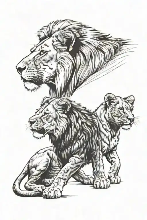 Lion And Lion Cub