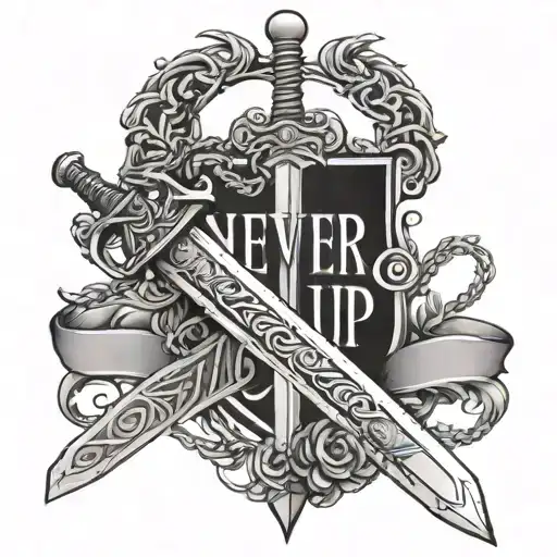 Sword With Broken Chains And Word Never Give Up