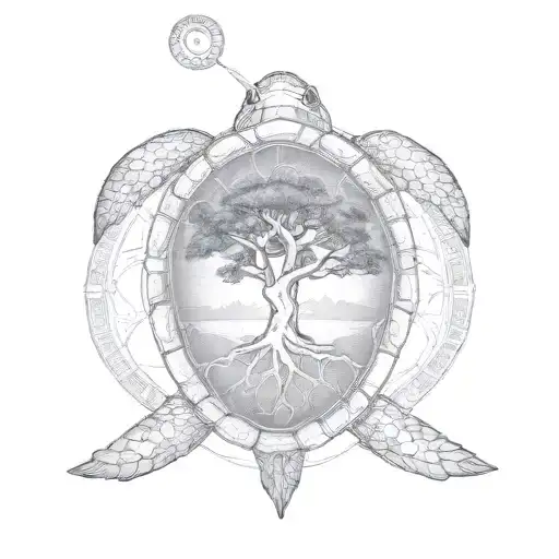 Turtle With Tree Of Life In Lightning