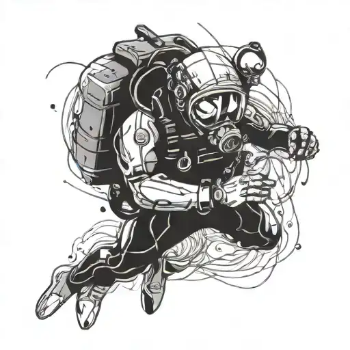 Line Scuba Diver Abstract