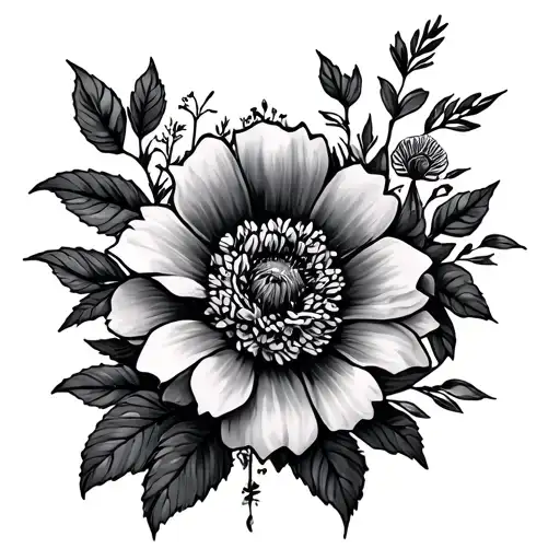 S Ix In The Center With Flowers In A Mixed Style Of A New School And Old