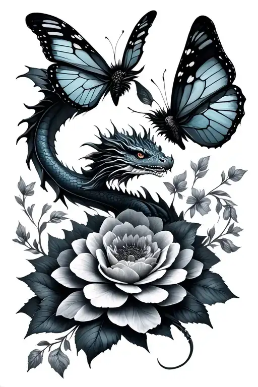 Dragon Flowers Butterflies