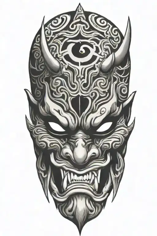 Oni Mask Split In Half