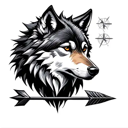 Wolf And Compass Arrow