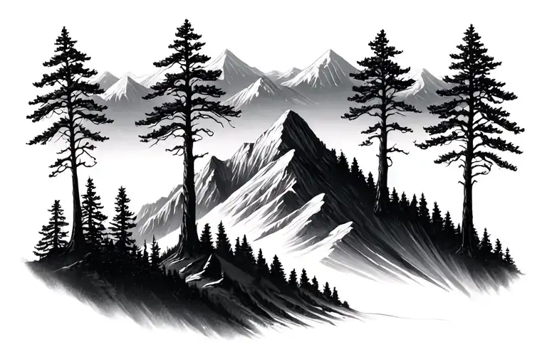 Trees On Mountain