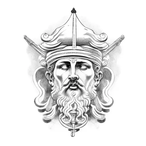 Arm Sleeve With Roman God And Pillar