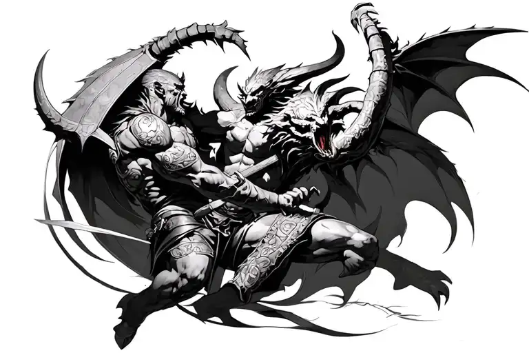 Warrior Battling A Demon