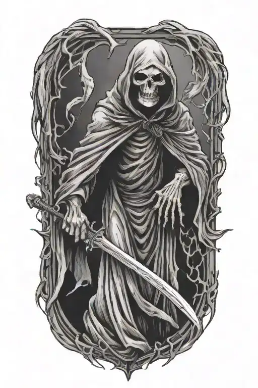 Grim Reaper Sucking Soul Leaving The Body