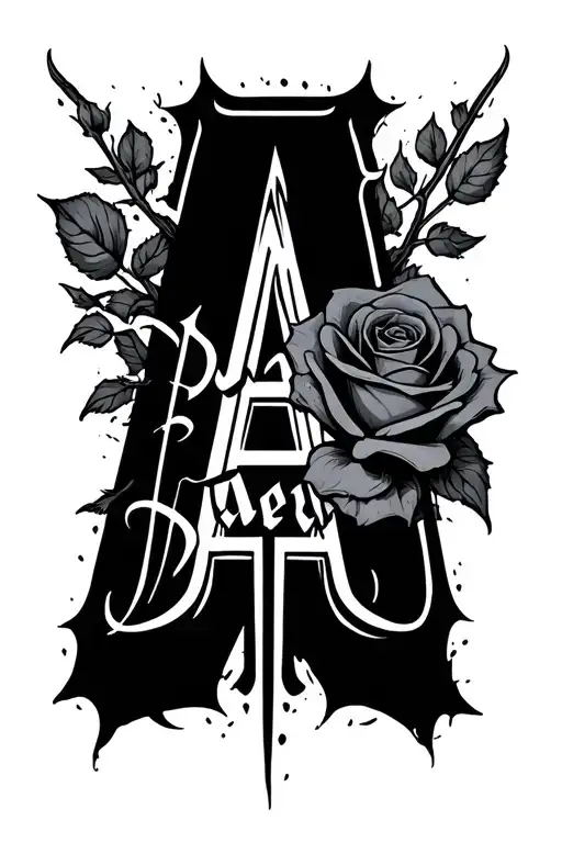 The Word 'Undead' Vertically In A Caligraphy Font And The Letter 'A' Replaced With A Rose