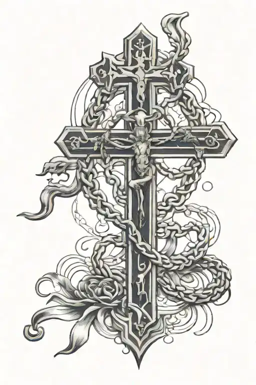 Scorpion Surrounding The Crucifix Intertwined